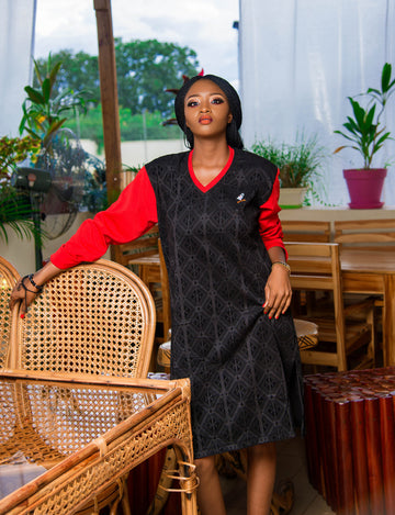 Black Vector Pattern Long Top