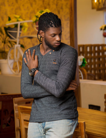 Jacquard Weave Long Sleeve Polo